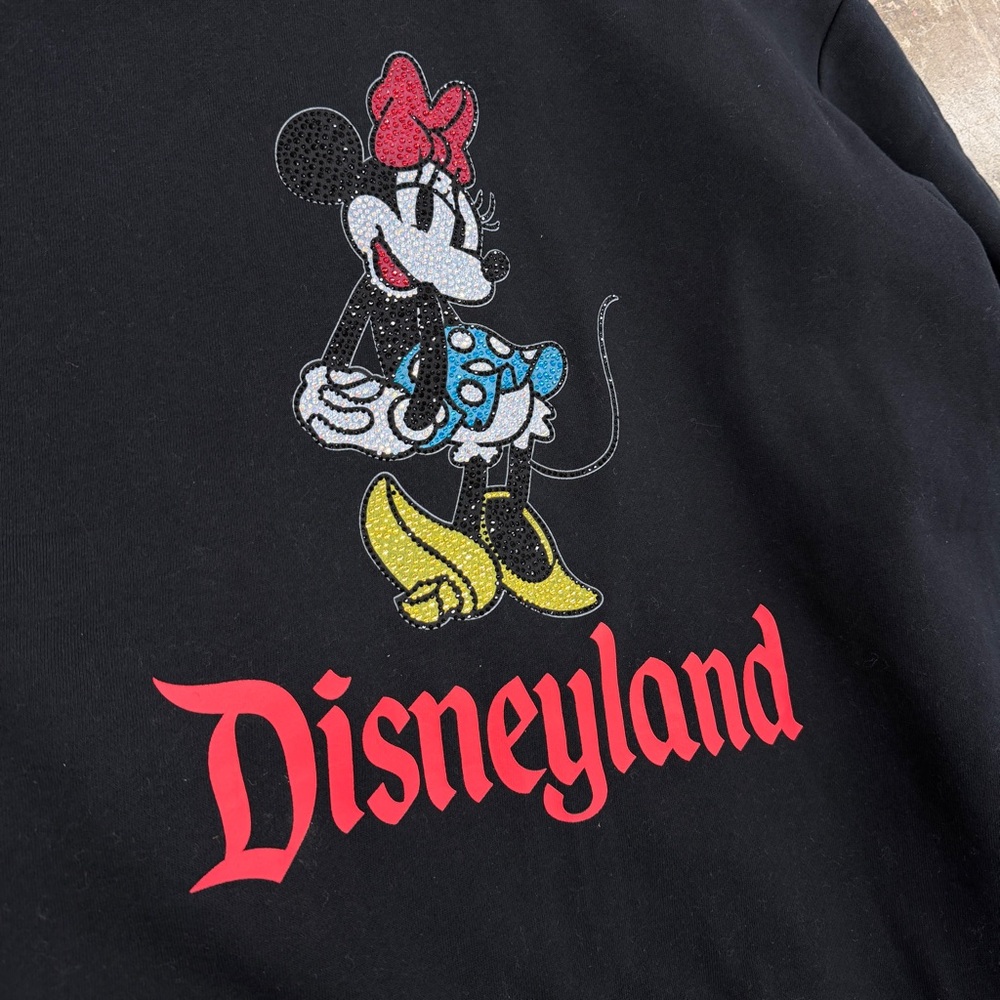 New Disneyland Resort Minnie Mouse Rhinestones Full Zip Hoodie Adult Bling